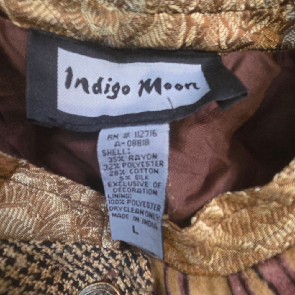 Indigo Moon Patchwork Jacket L Brown Beige - image 4